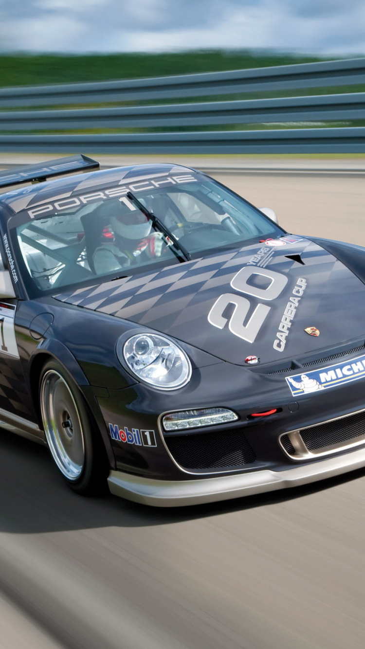 Porsche 911 Noire Sur Route Pendant la Journée. Wallpaper in 750x1334 Resolution