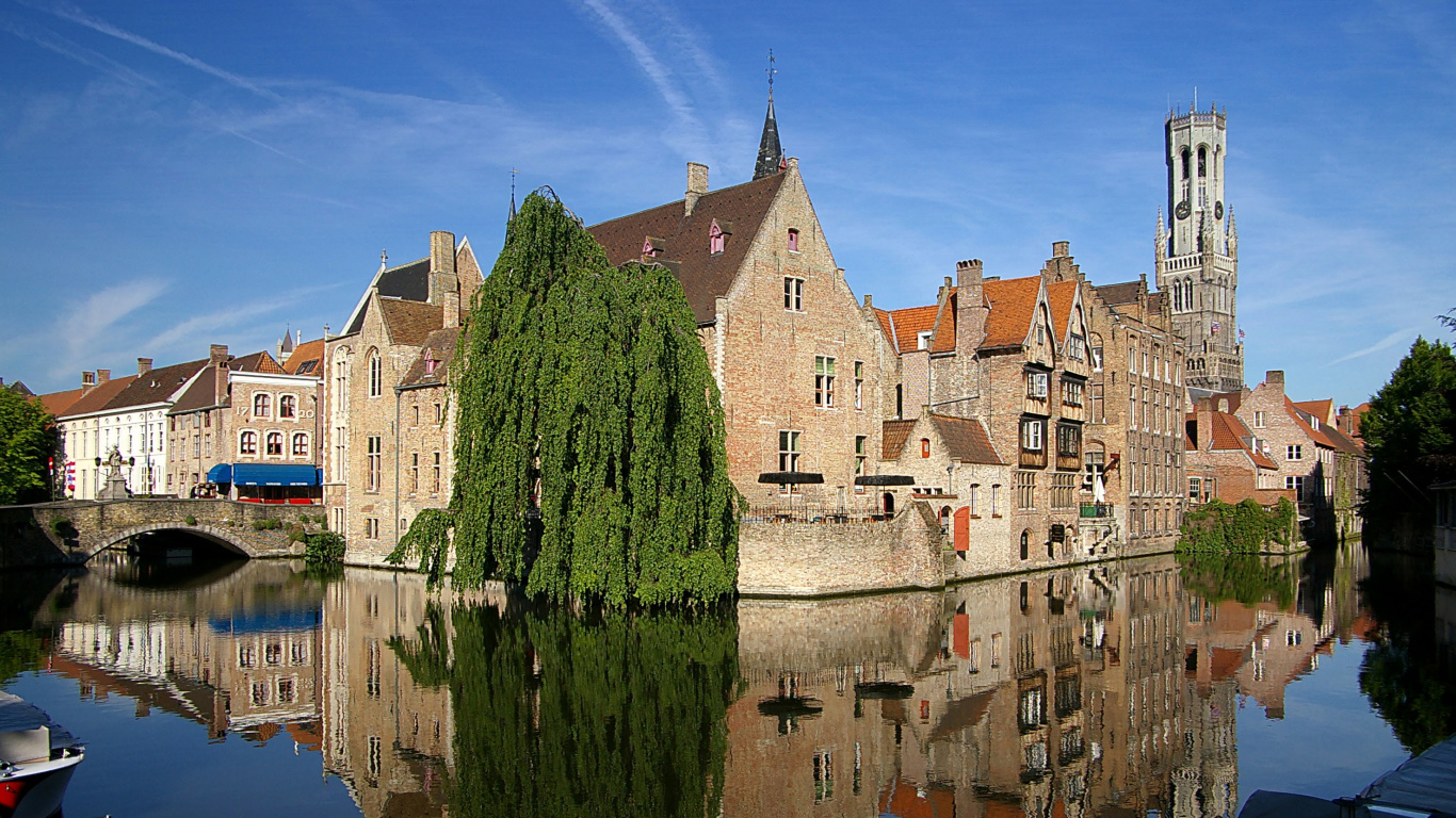 Bâtiment en Béton Brun à Côté D'un Plan D'eau Pendant la Journée. Wallpaper in 1366x768 Resolution