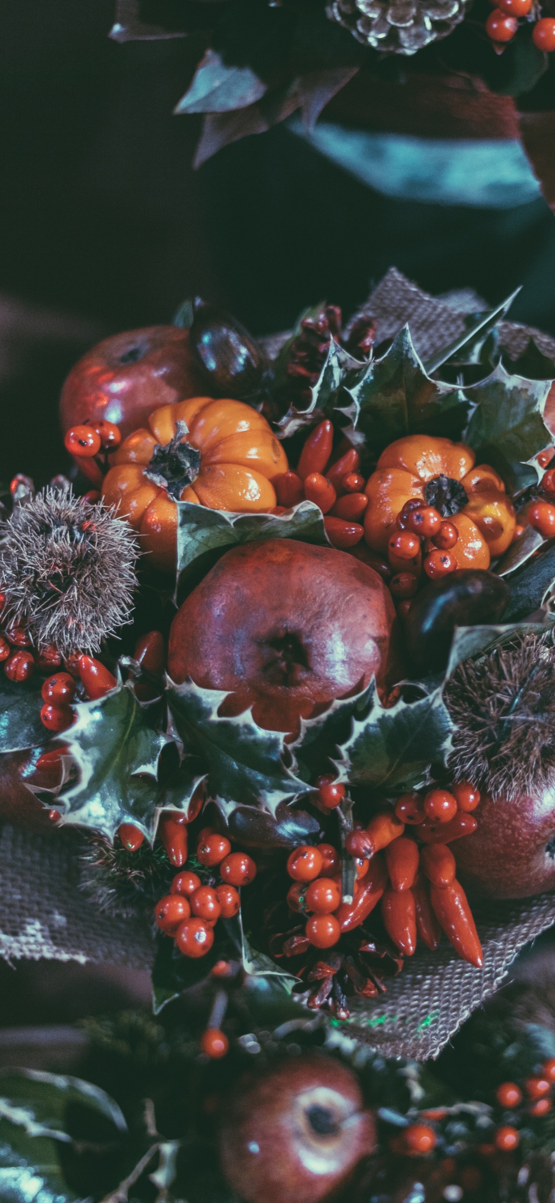 Red and Brown Round Fruits. Wallpaper in 1125x2436 Resolution