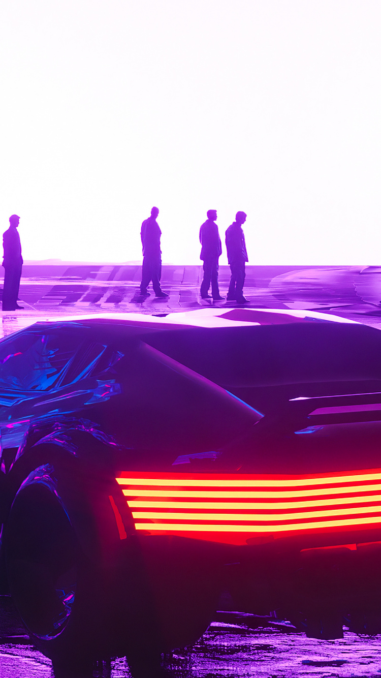 庞克2077, 庞克, Synthwave, 轮胎, 车灯 壁纸 750x1334 允许