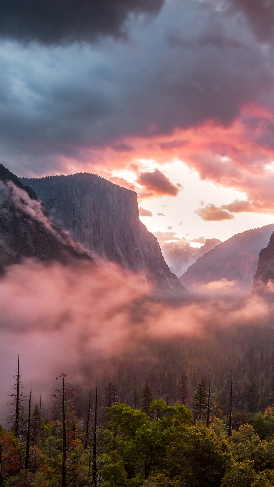 el Valle de Yosemite, El Capitan, Montaña, Ambiente, Afterglow. Wallpaper in 1080x1920 Resolution