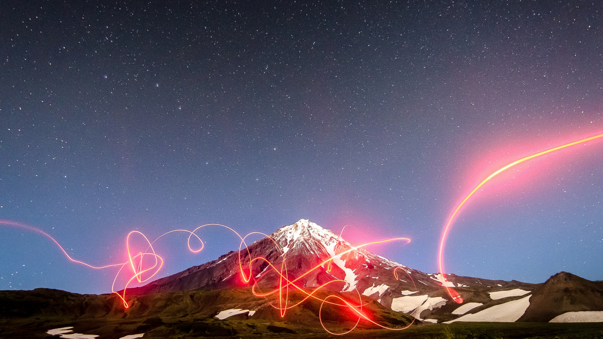 Photographie en Accéléré D'étoiles Dans le Ciel. Wallpaper in 1920x1080 Resolution