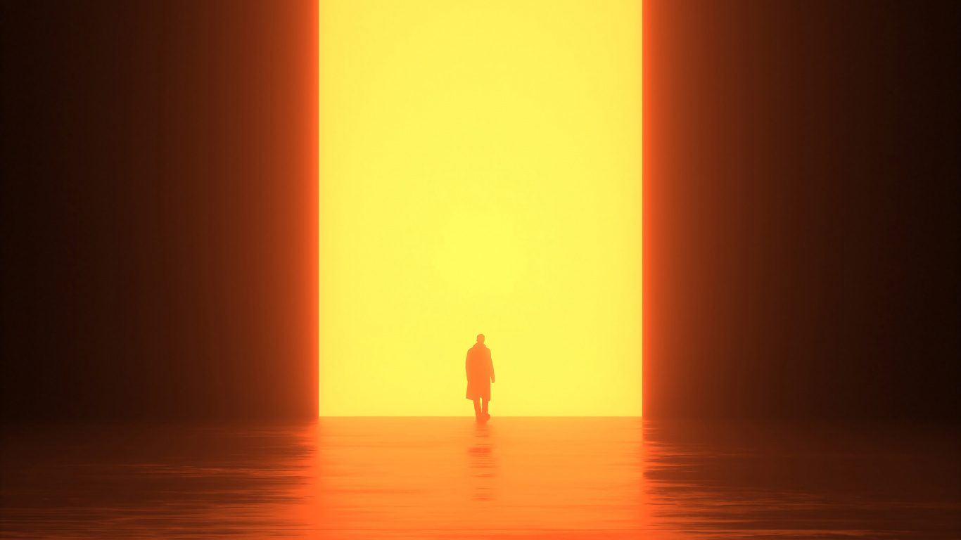 Silhouette de Personne Debout Sur L'eau Pendant le Coucher du Soleil. Wallpaper in 1366x768 Resolution