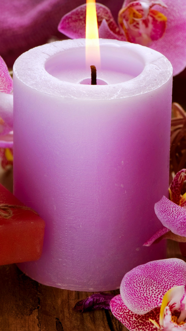 Candle, Pink, Lighting, Purple, Violet. Wallpaper in 750x1334 Resolution