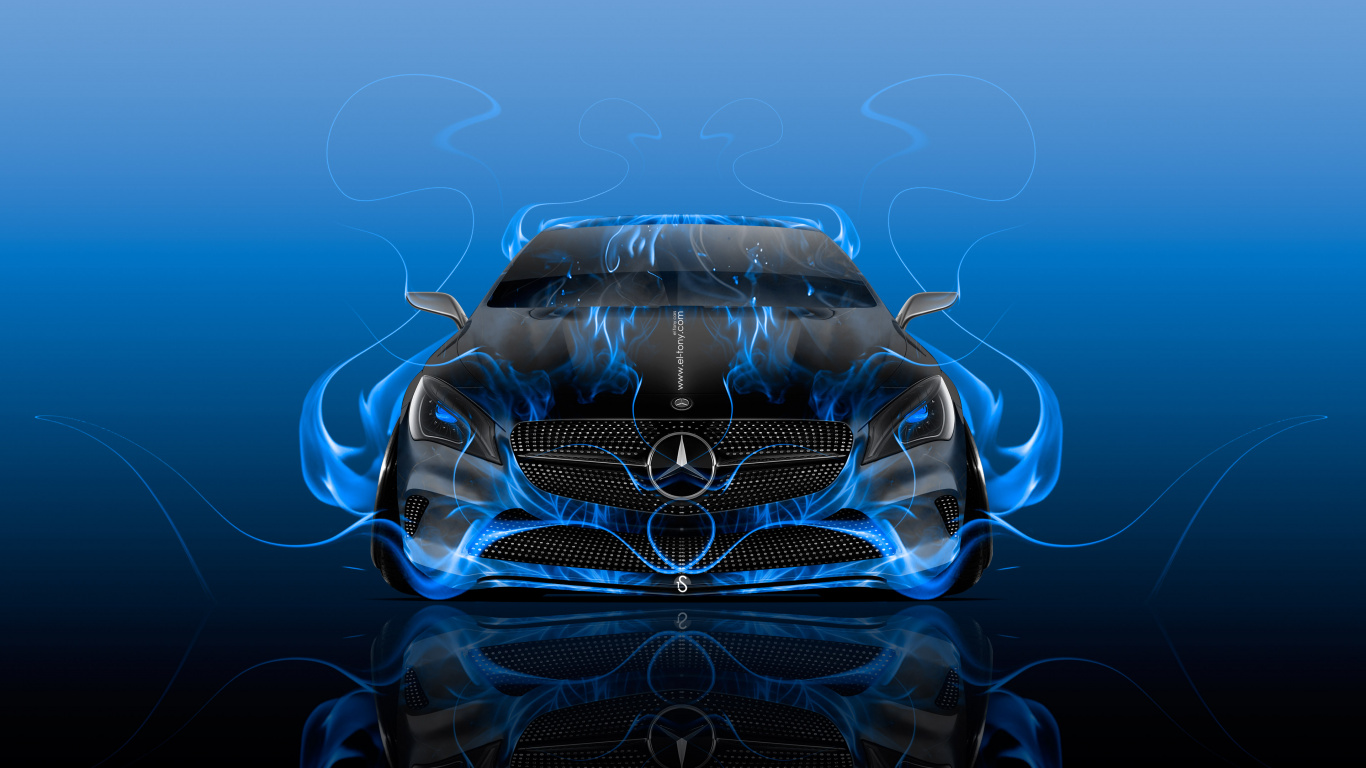 Blue Bmw Car With Blue Lights. Wallpaper in 1366x768 Resolution