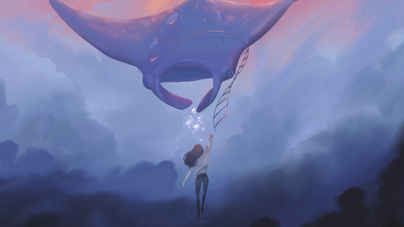 White and Black Animal Skull Illustration. Wallpaper in 1366x768 Resolution