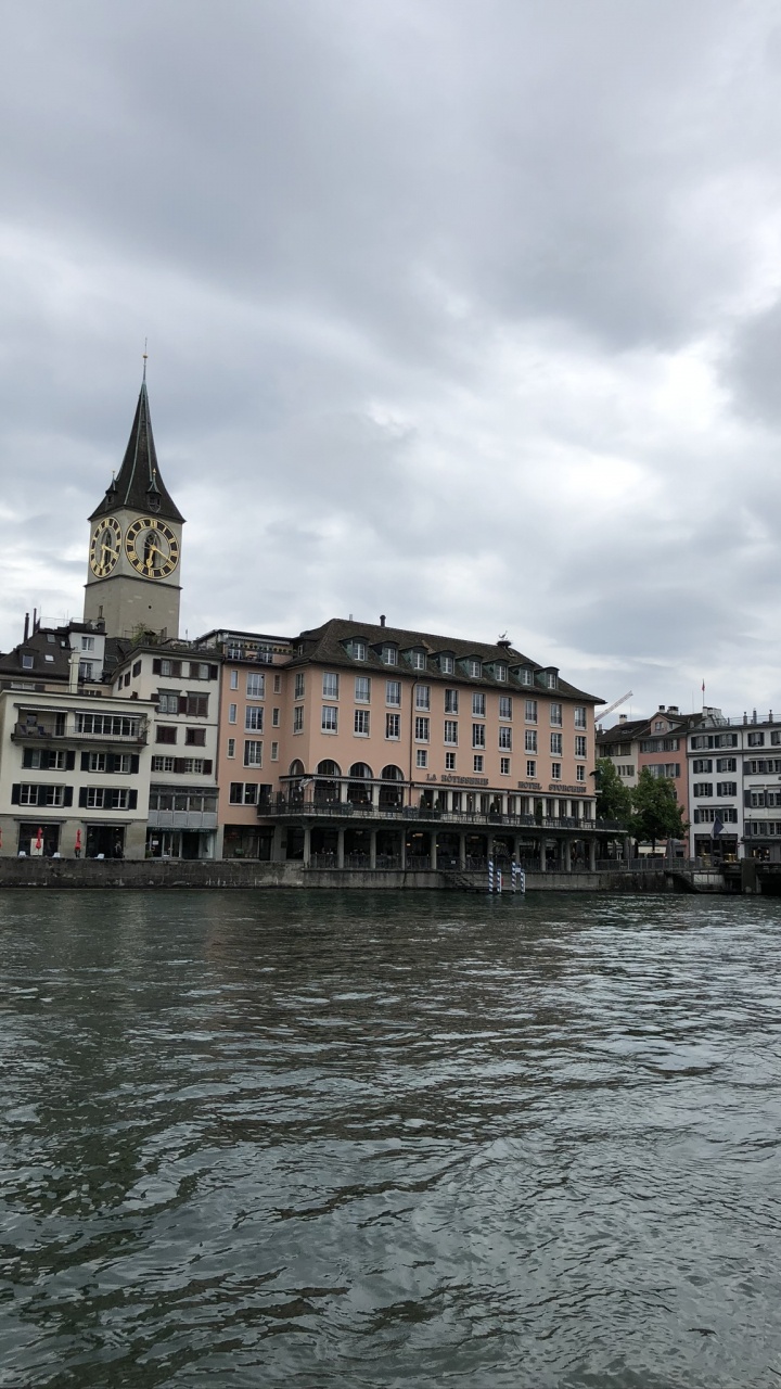 Zürich, Reise, Wasserstraße, Stadt, Gebäude. Wallpaper in 720x1280 Resolution