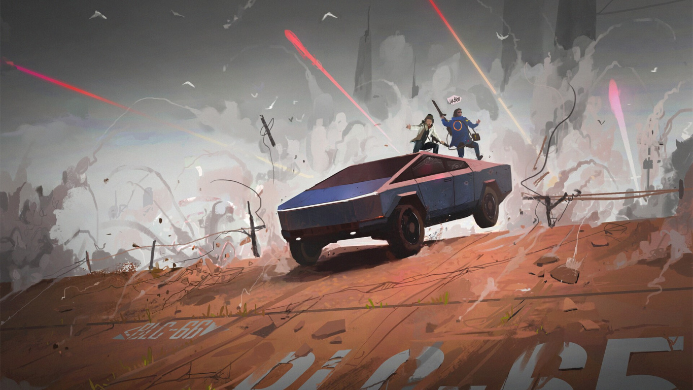 Tesla, Tesla Cybertruck, Rey, Ios, Android. Wallpaper in 1366x768 Resolution