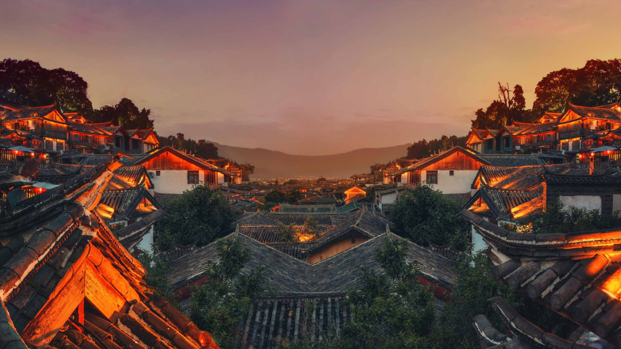 晚上, 城市, 旧城区的江, 天空, 黎明 壁纸 1280x720 允许