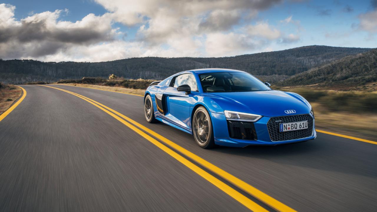 Blue Audi Coupe on Road During Daytime. Wallpaper in 1280x720 Resolution