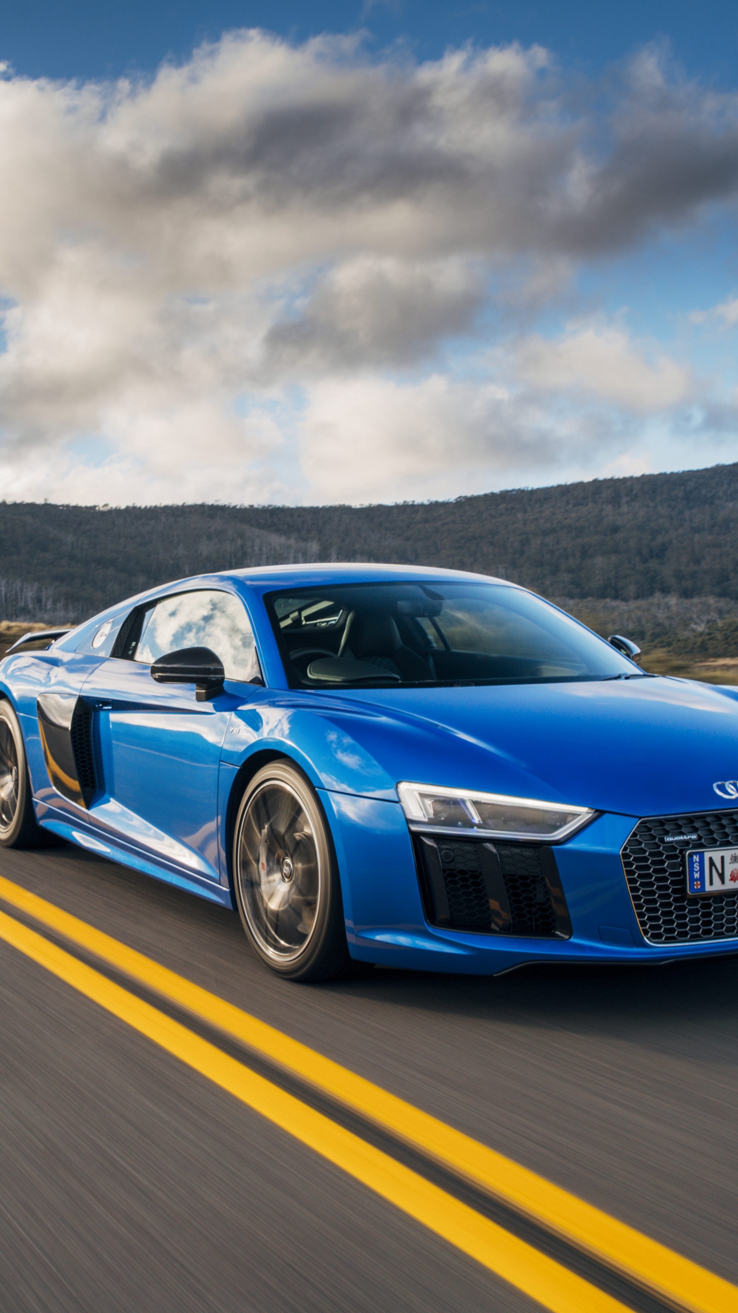 Blue Audi Coupe on Road During Daytime. Wallpaper in 1440x2560 Resolution