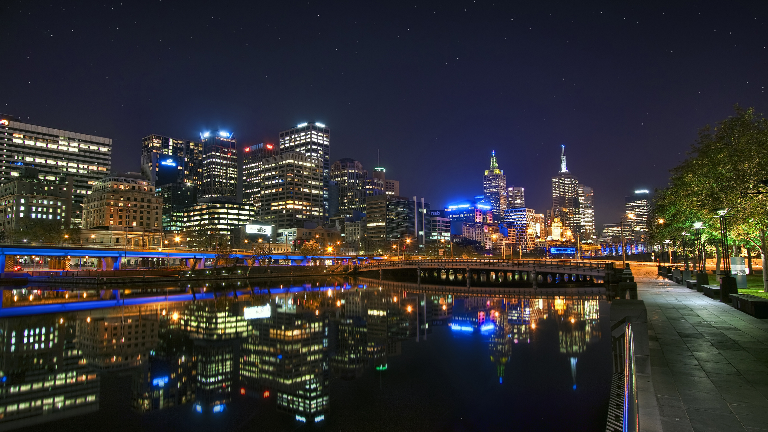 City Skyline During Night Time. Wallpaper in 2560x1440 Resolution