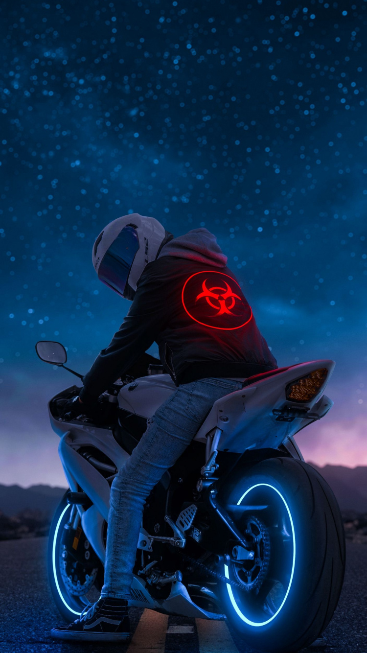 Paseo en Bicicleta, Motocicleta, Casco de la Motocicleta, Motociclismo, Kawasaki Ninja. Wallpaper in 750x1334 Resolution