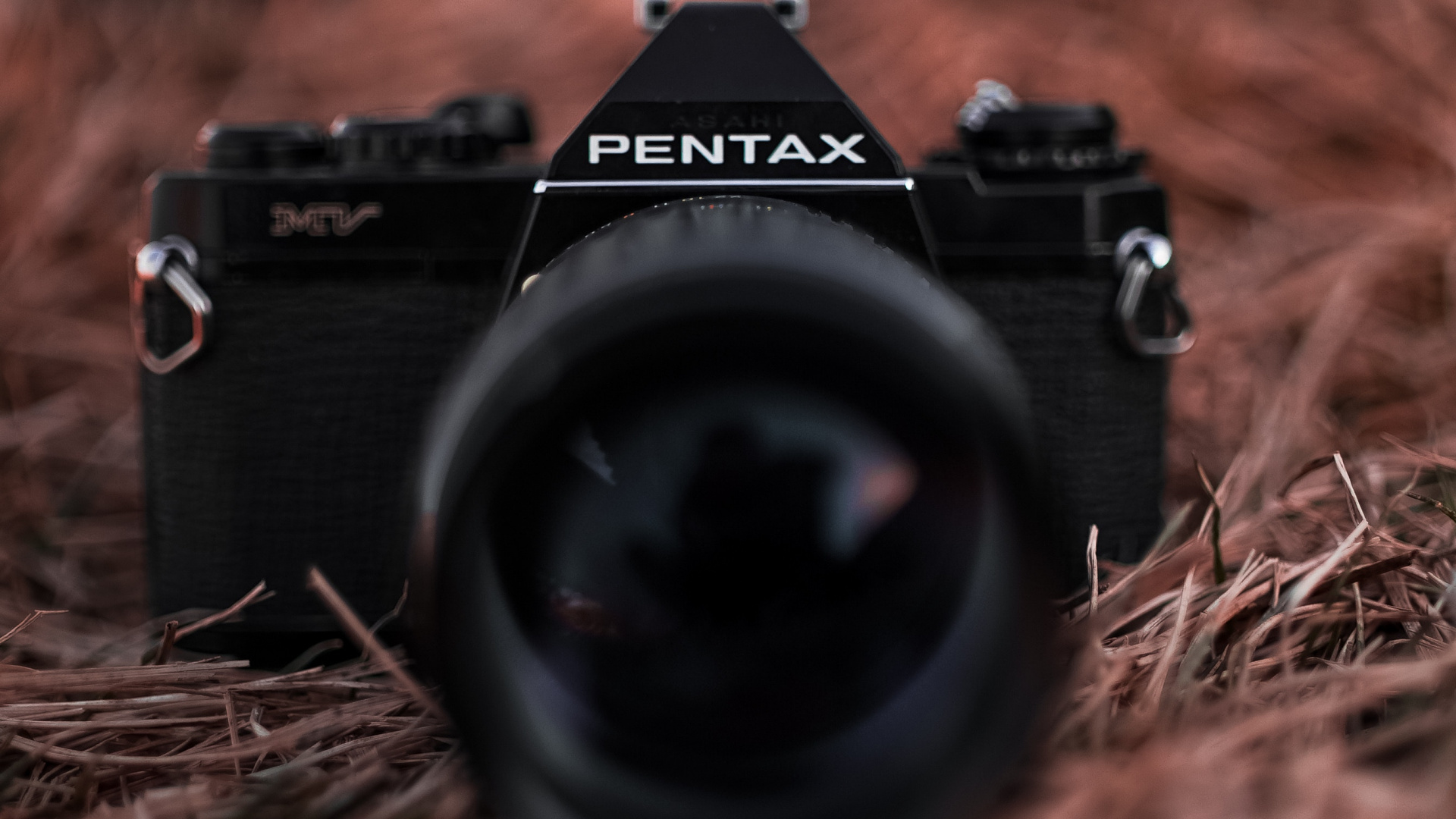 Cámara Réflex Digital Nikon Negra Sobre Hierba Seca Marrón. Wallpaper in 1920x1080 Resolution