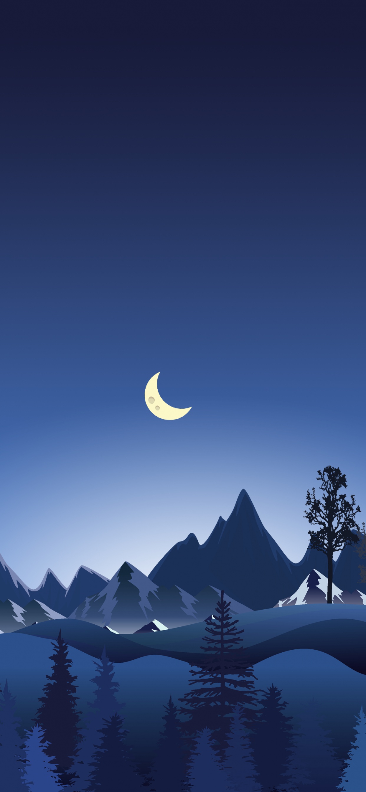 Montaña, Nieve, Ios, Ambiente, Luna. Wallpaper in 1242x2688 Resolution