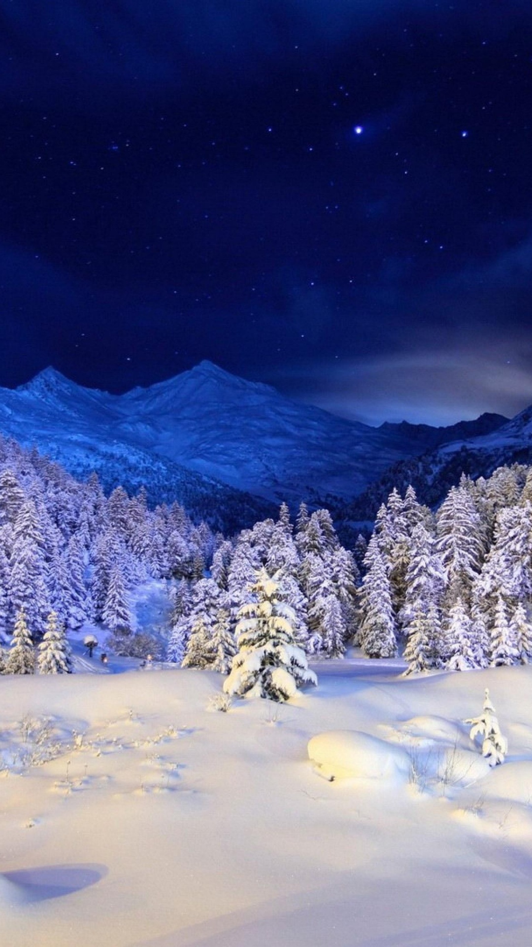 Snow Covered Trees and Mountains During Daytime. Wallpaper in 1080x1920 Resolution