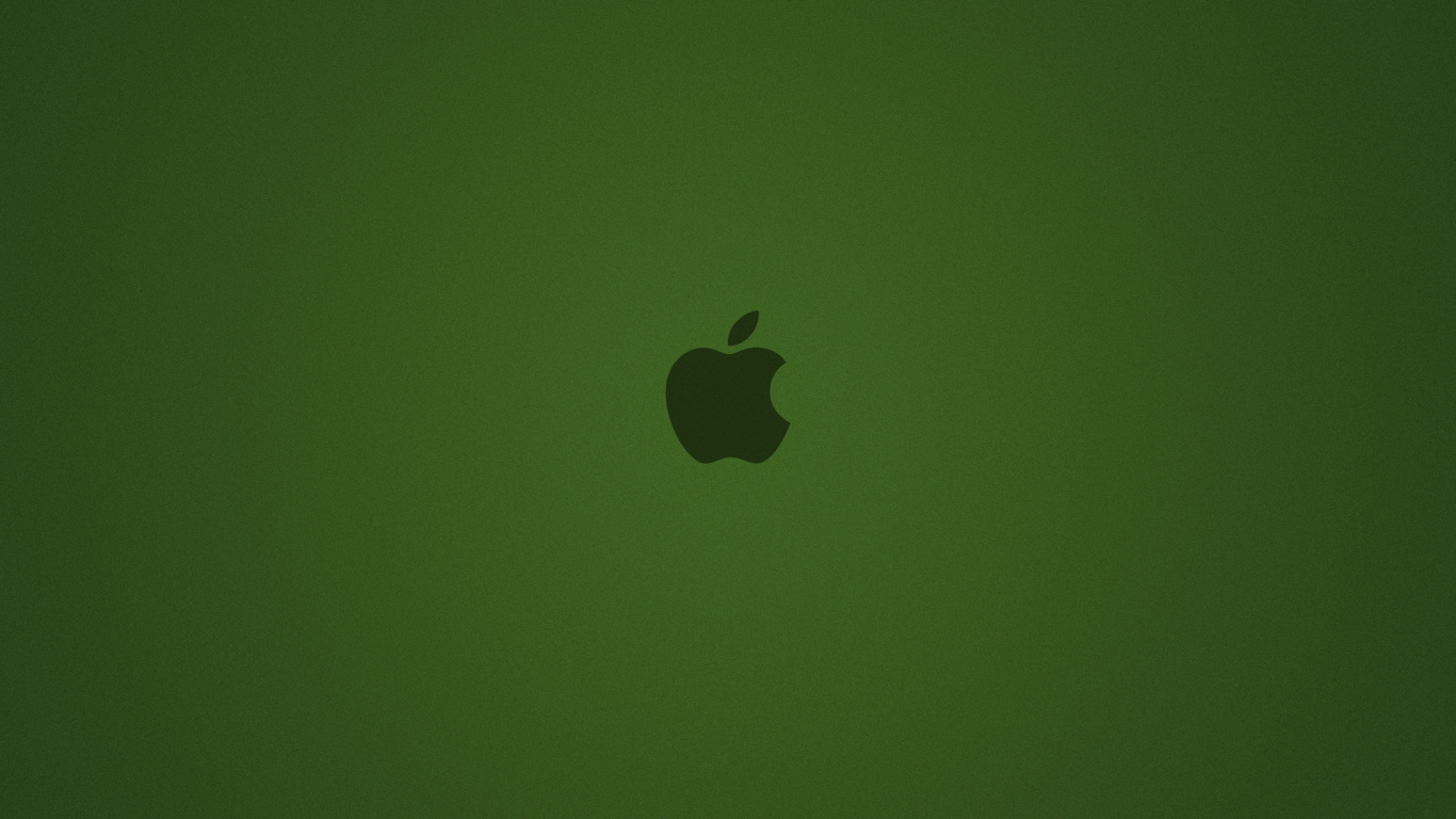 Apple Logo on Green Surface. Wallpaper in 1366x768 Resolution