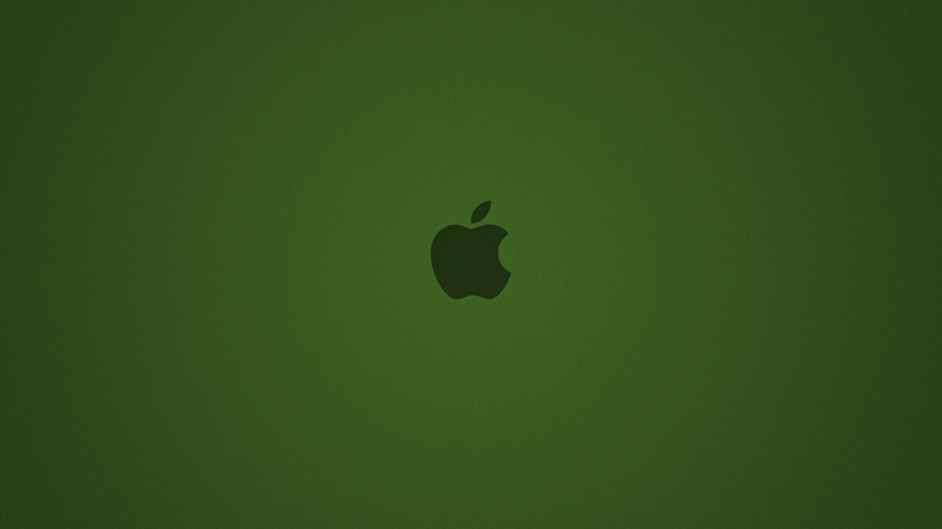 Logo Pomme Sur Surface Verte. Wallpaper in 1366x768 Resolution