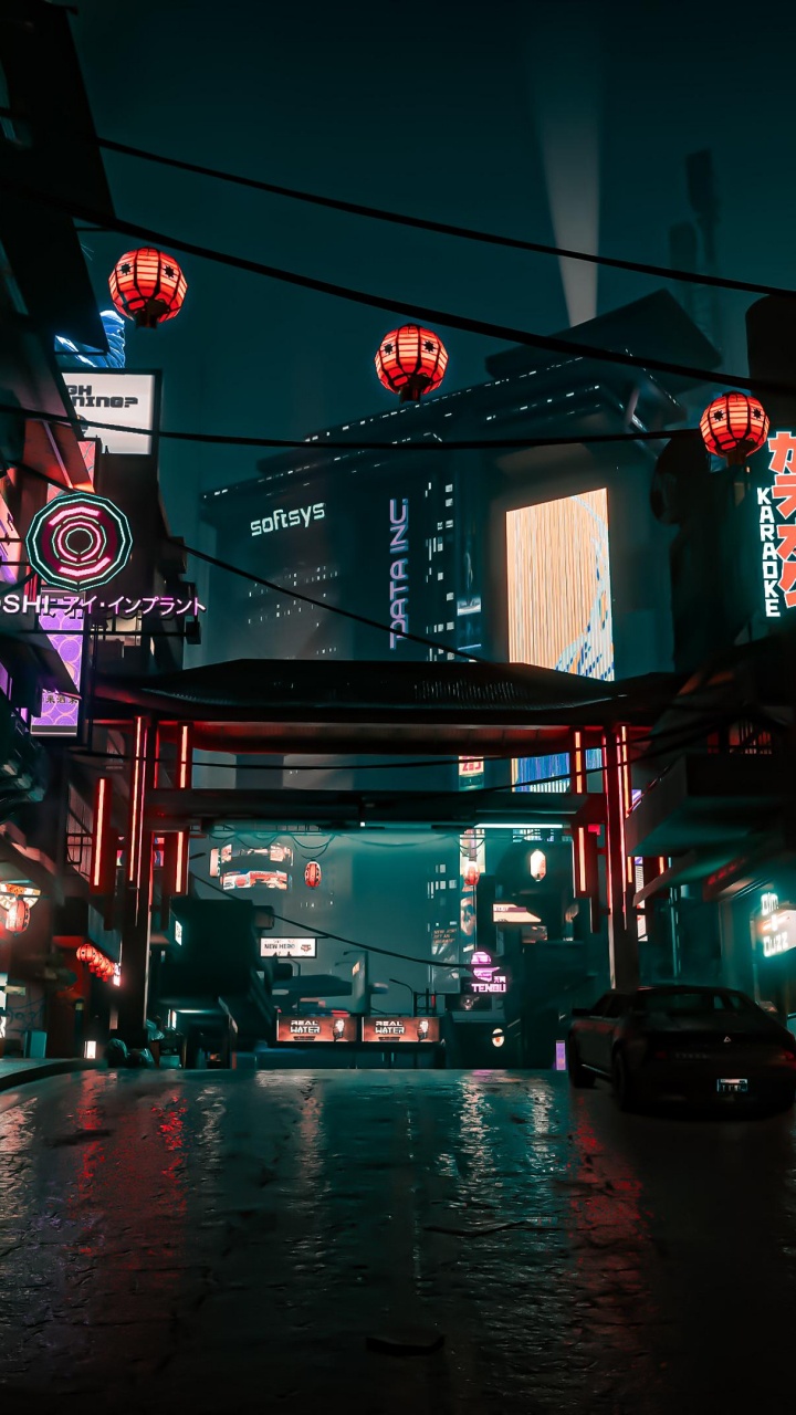 庞克2077, 车灯, 窗口, 电力, 街区 壁纸 720x1280 允许