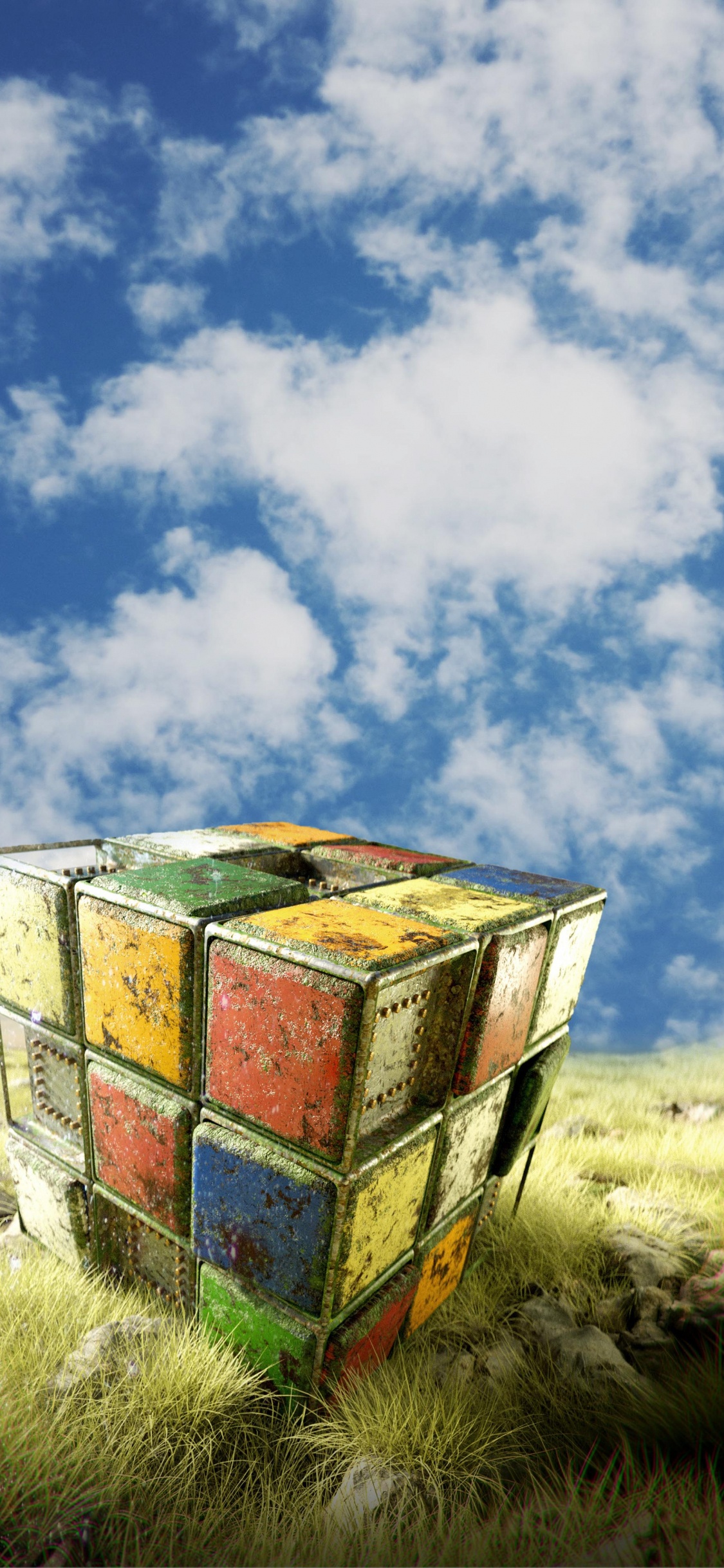 Assassins Creed Valhalla, Rubik's Cube, la Pureté de la Couleur, Art, Peinture. Wallpaper in 1125x2436 Resolution