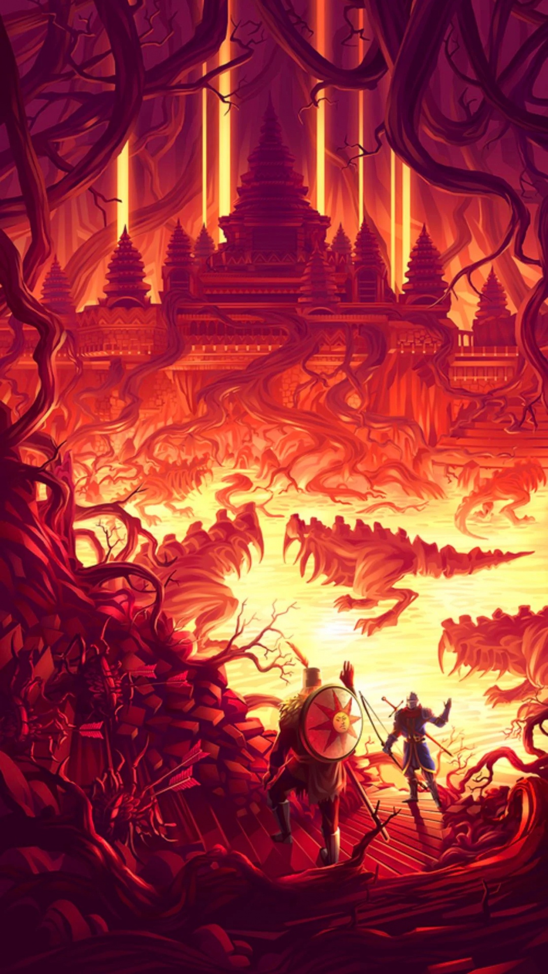 Arte Izalith Perdido, Dark Souls, Perdido Izalith, Bruja de Izalith, Solar de Astora. Wallpaper in 1080x1920 Resolution