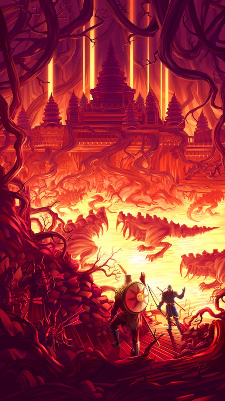 Arte Izalith Perdido, Dark Souls, Perdido Izalith, Bruja de Izalith, Solar de Astora. Wallpaper in 750x1334 Resolution