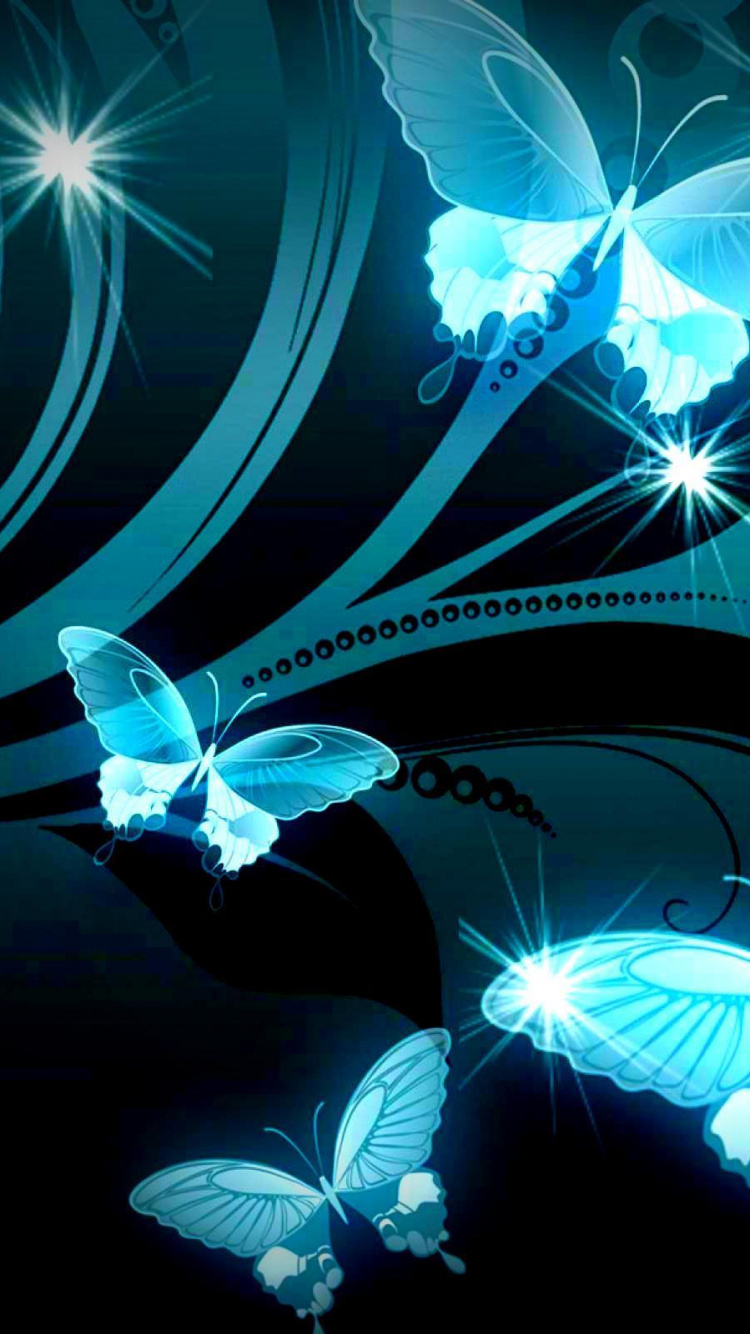 Ilustración de Mariposa Azul y Negra. Wallpaper in 750x1334 Resolution