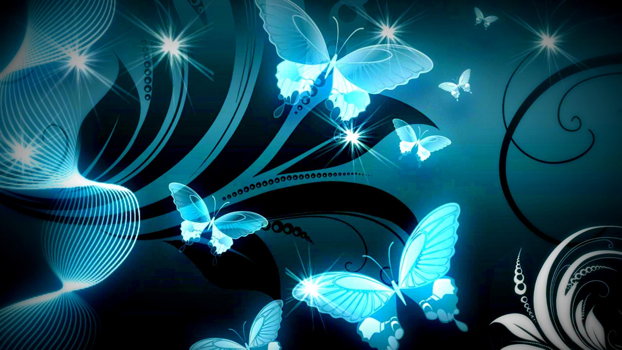 Blue and Black Butterfly Illustration. Wallpaper in 1280x720 Resolution