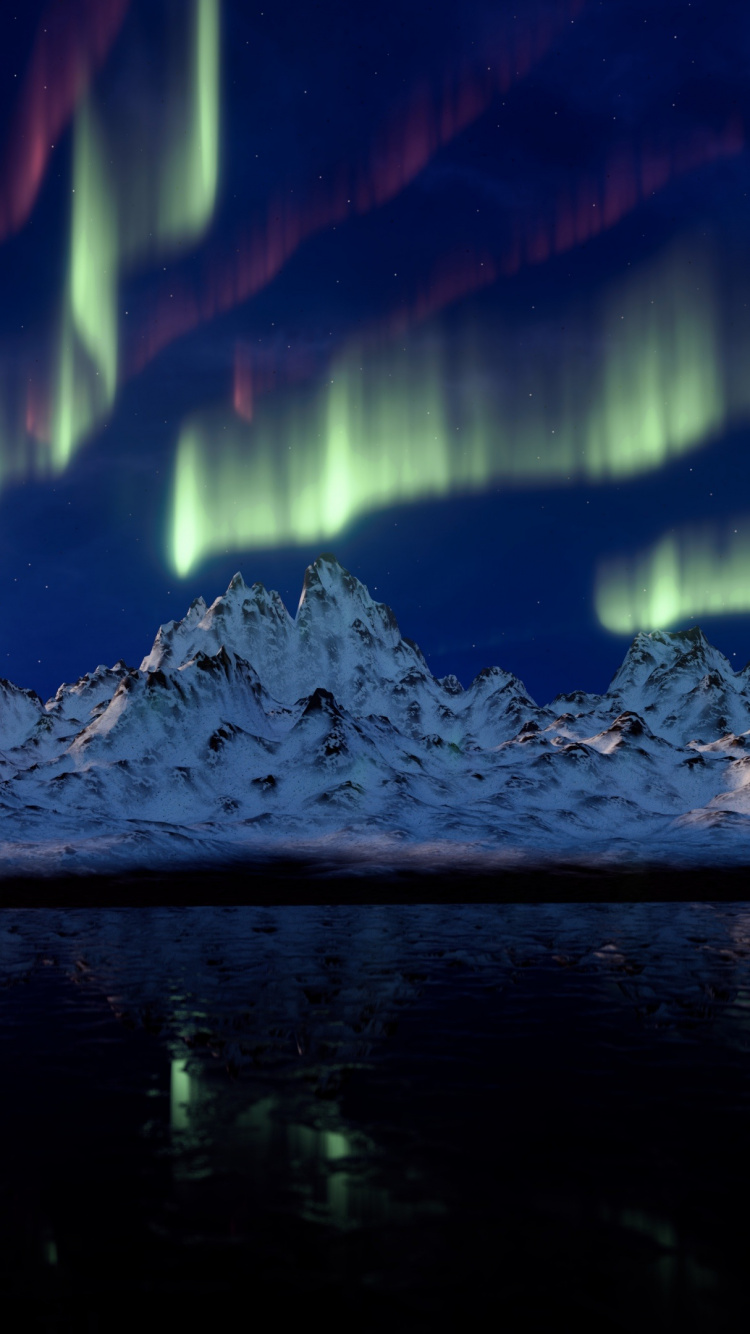 Les Lumières Du Nord, Aurora, Terre, Blue, Eau. Wallpaper in 750x1334 Resolution