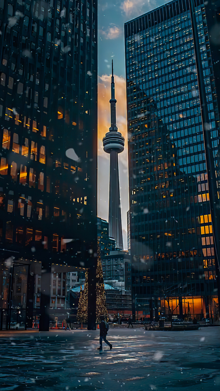 CN Tower, Wolkenkratzer, Gebäude, Tageszeit, Tower. Wallpaper in 750x1334 Resolution