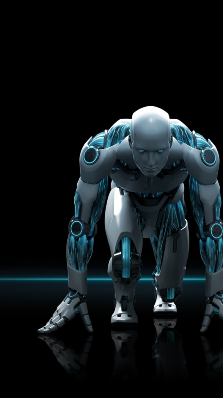 Gray Robot in Black Suit. Wallpaper in 750x1334 Resolution