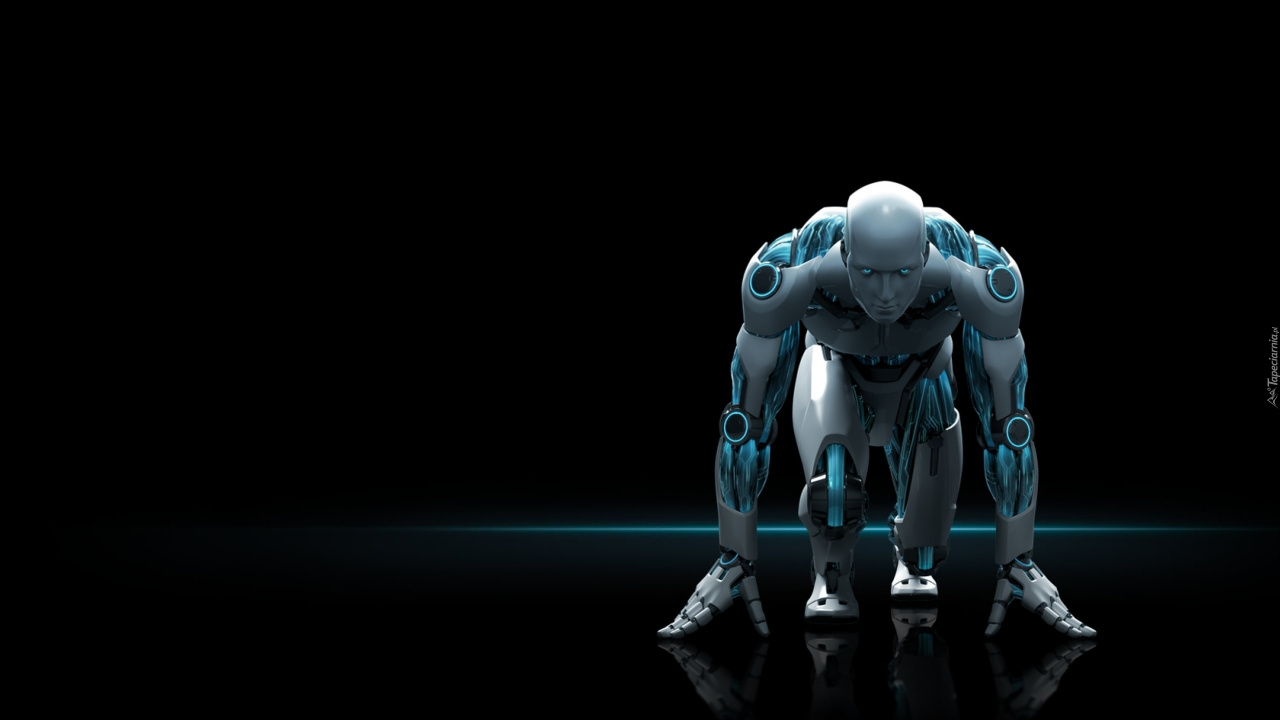 Grauer Roboter im Schwarzen Anzug. Wallpaper in 1280x720 Resolution