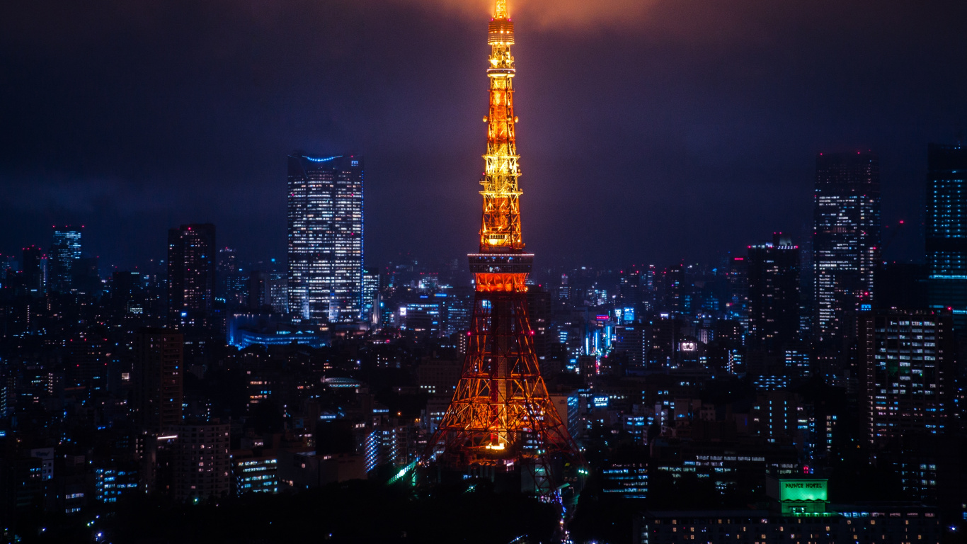 Torre Eiffel Durante la Noche. Wallpaper in 1366x768 Resolution