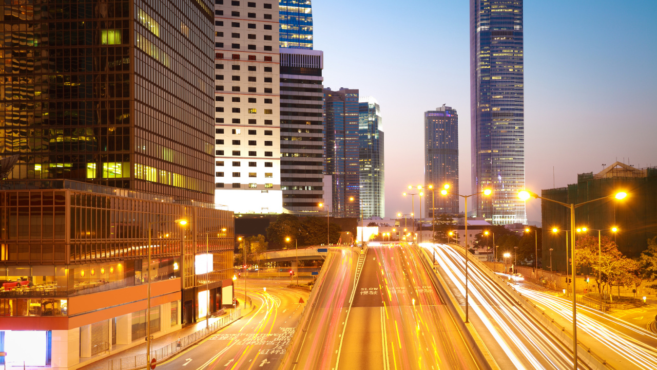 Time Lapse Photography of City During Night Time. Wallpaper in 1280x720 Resolution