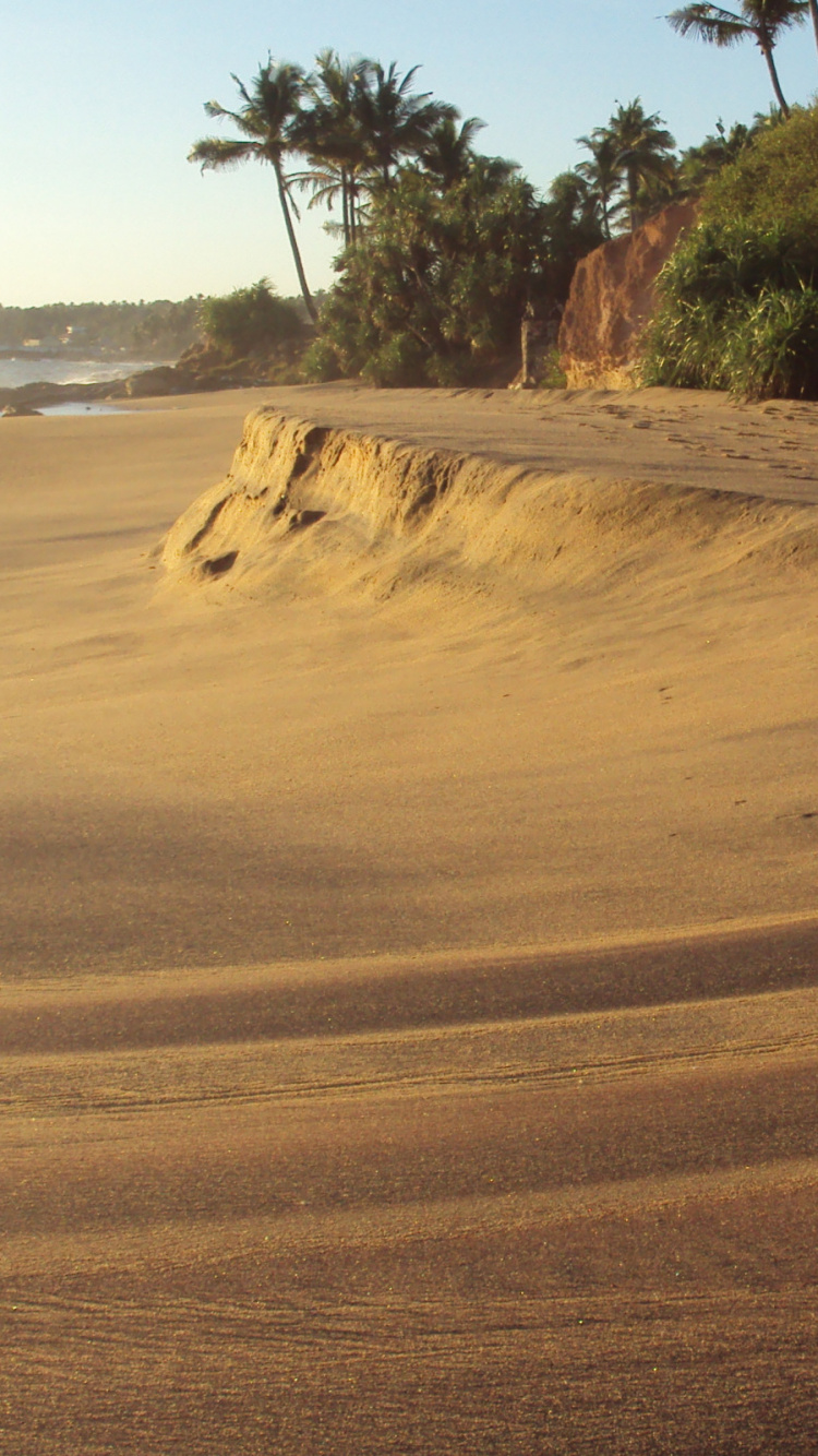 Brown Sand Near Body of Water During Daytime. Wallpaper in 750x1334 Resolution