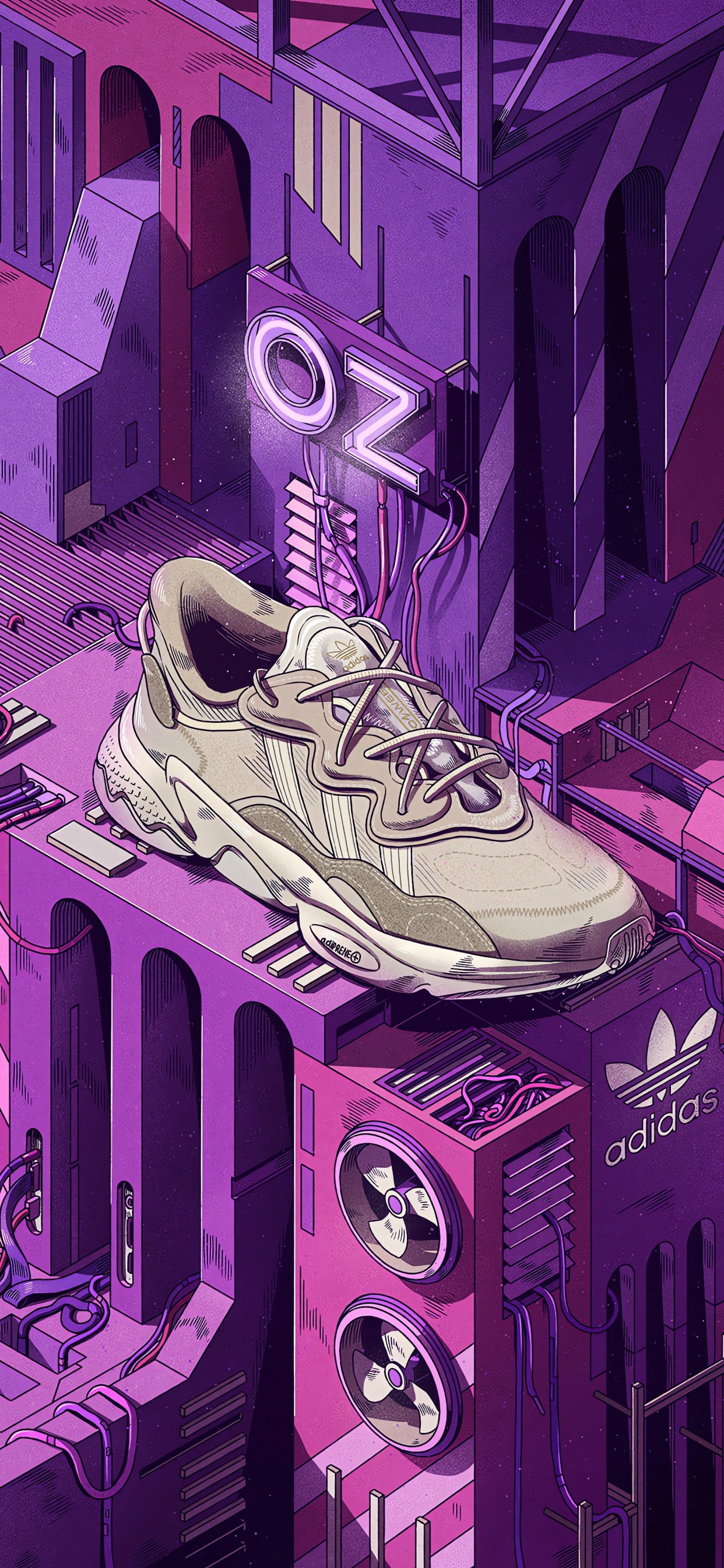 Adidas Ozworld, Adidas, Purple, Pink, Violette. Wallpaper in 1242x2688 Resolution