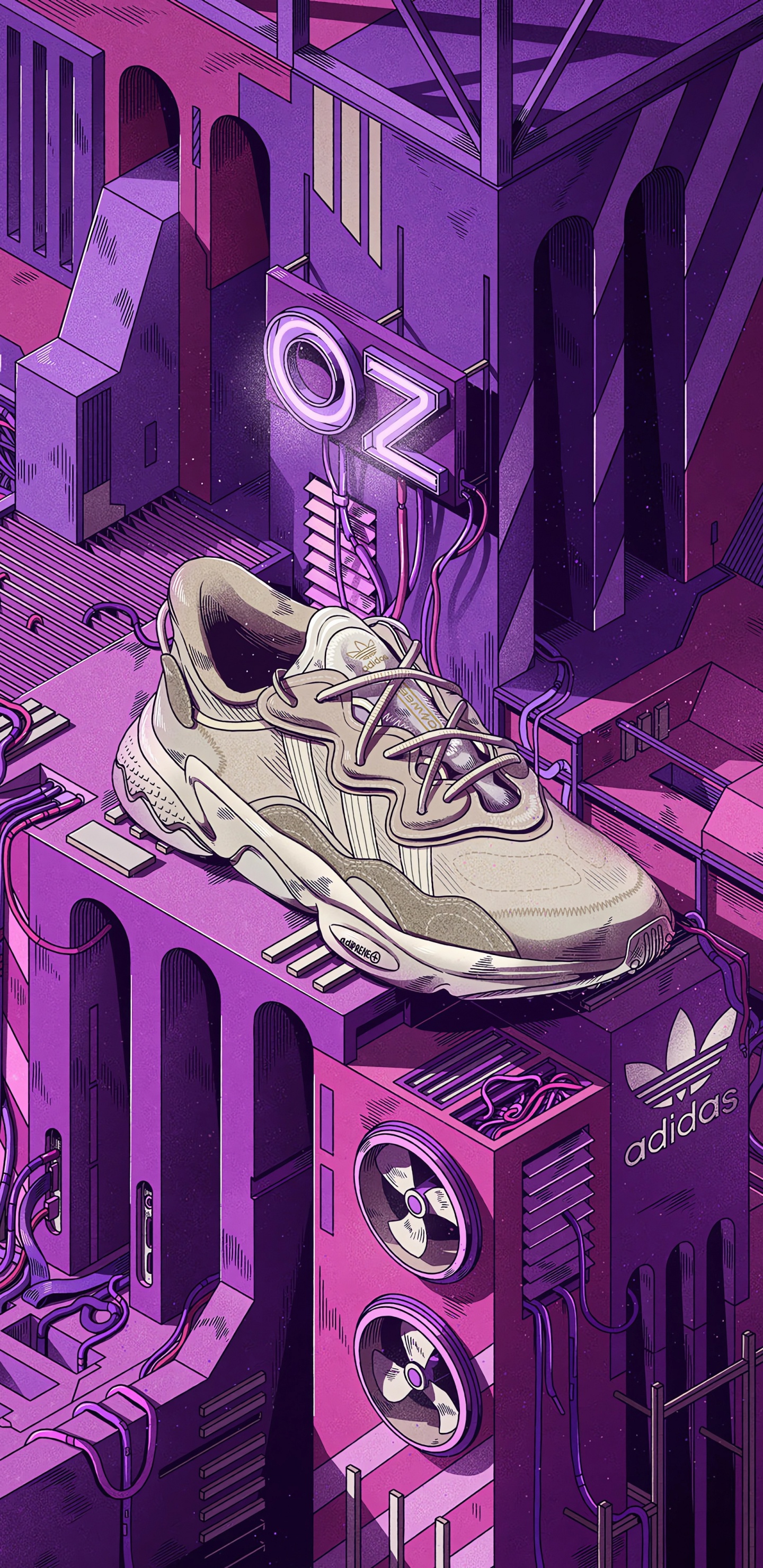 Adidas Ozworld, Adidas, Purple, Pink, Violette. Wallpaper in 1440x2960 Resolution