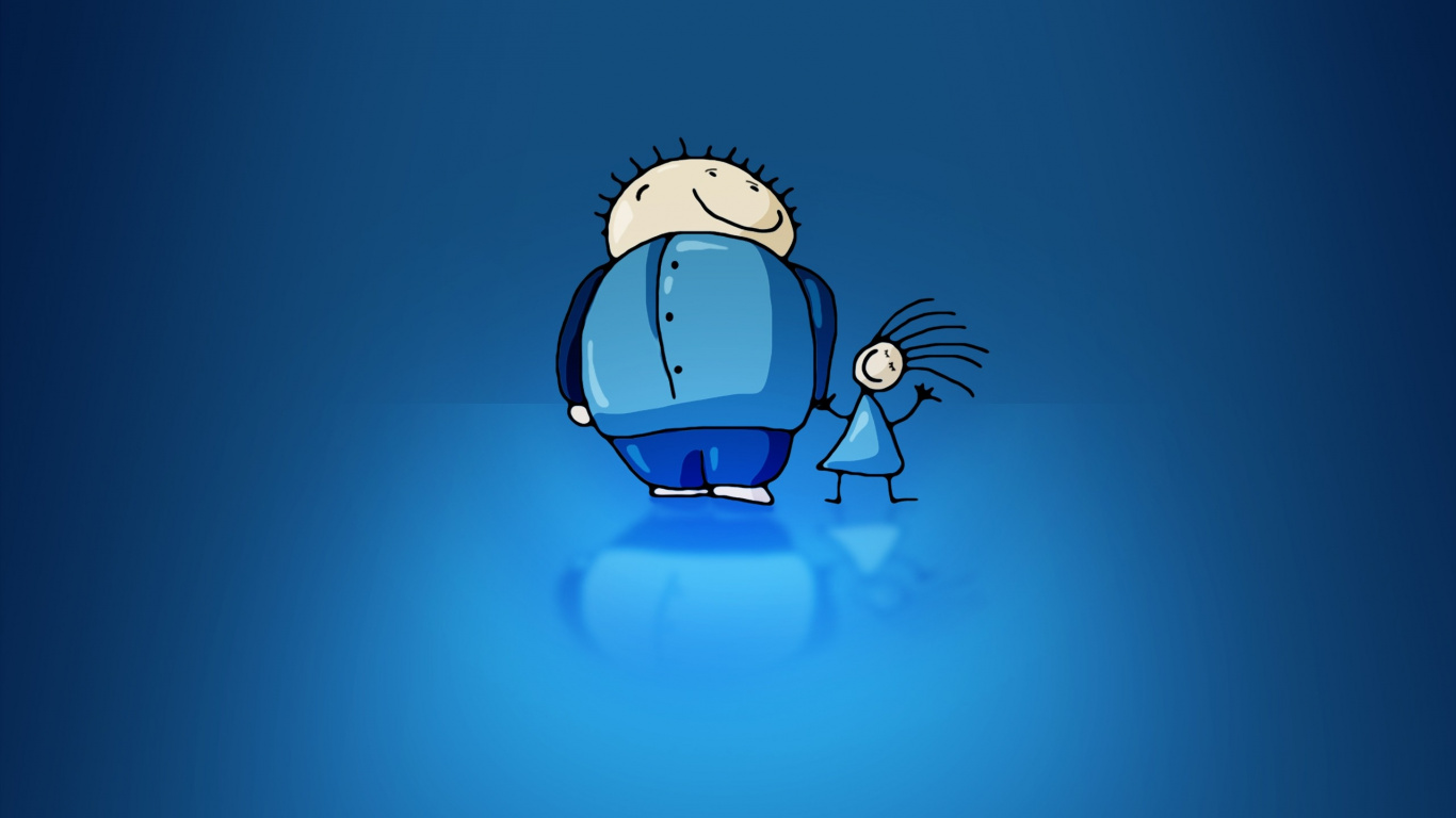 Ilustración de Robot Blanco y Negro. Wallpaper in 1366x768 Resolution