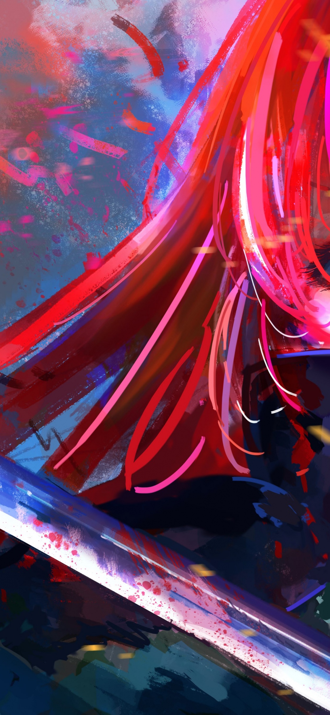 Woman With Red Hair Anime Character. Wallpaper in 1125x2436 Resolution