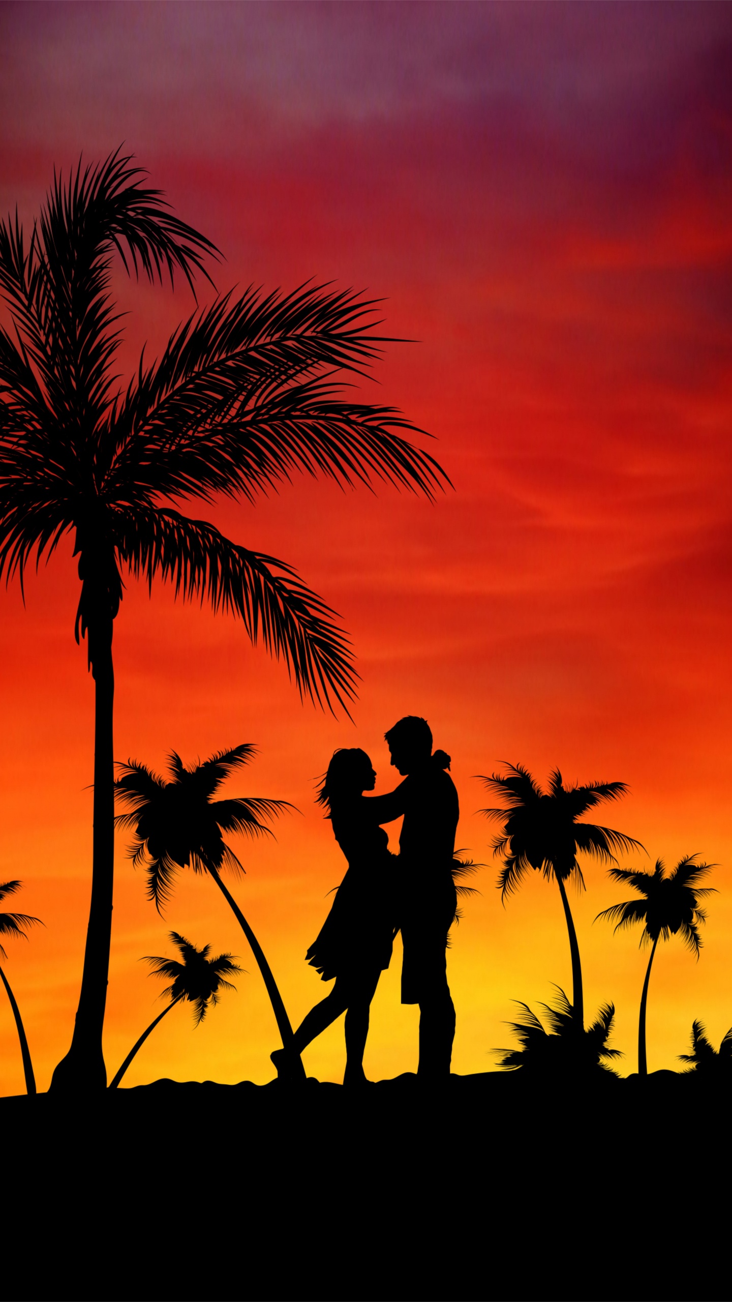 Silhouette, Afterglow, Plantes Ligneuses, Les Appareils de Poche, Amour. Wallpaper in 1440x2560 Resolution