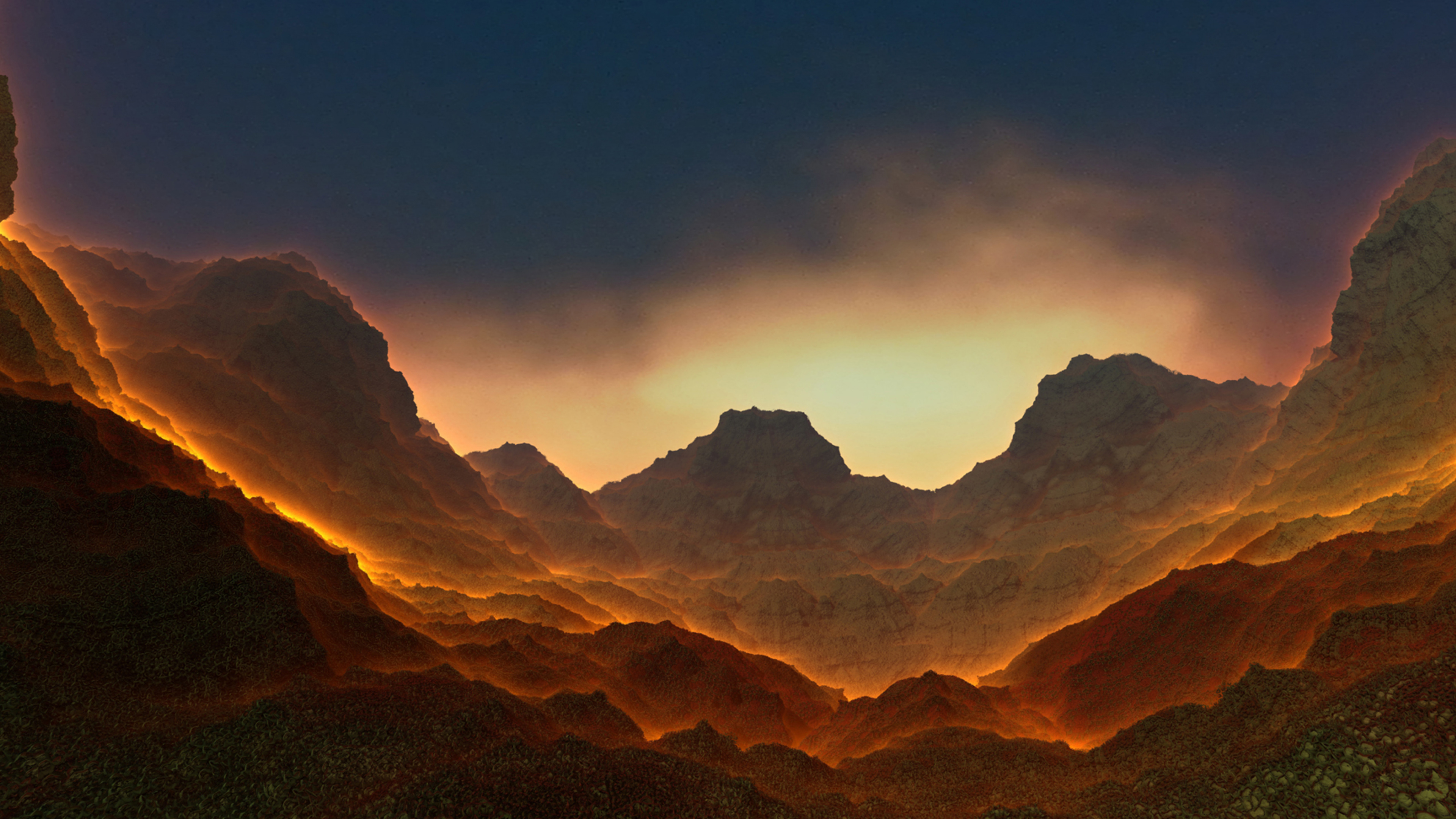 Silhouette of Mountains During Sunset. Wallpaper in 3840x2160 Resolution