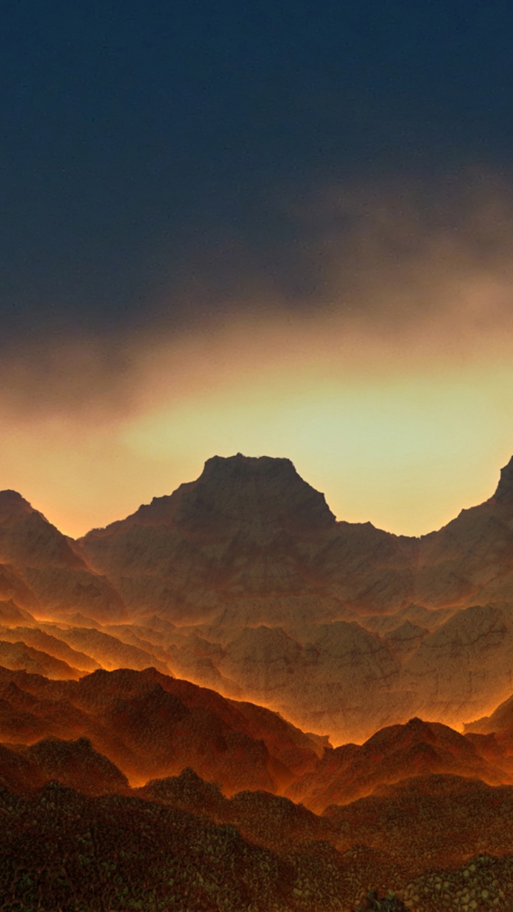 Silhouette of Mountains During Sunset. Wallpaper in 720x1280 Resolution