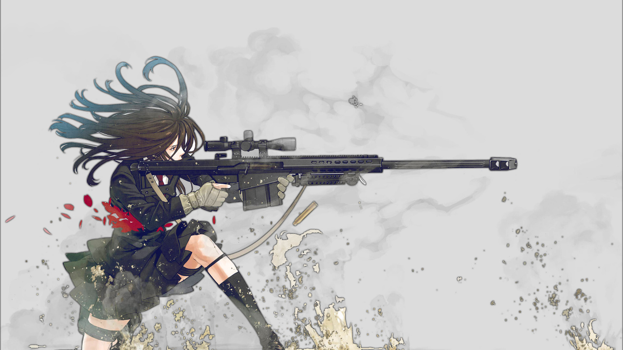 Personaje de Anime Masculino de Pelo Negro Con Rifle. Wallpaper in 1280x720 Resolution