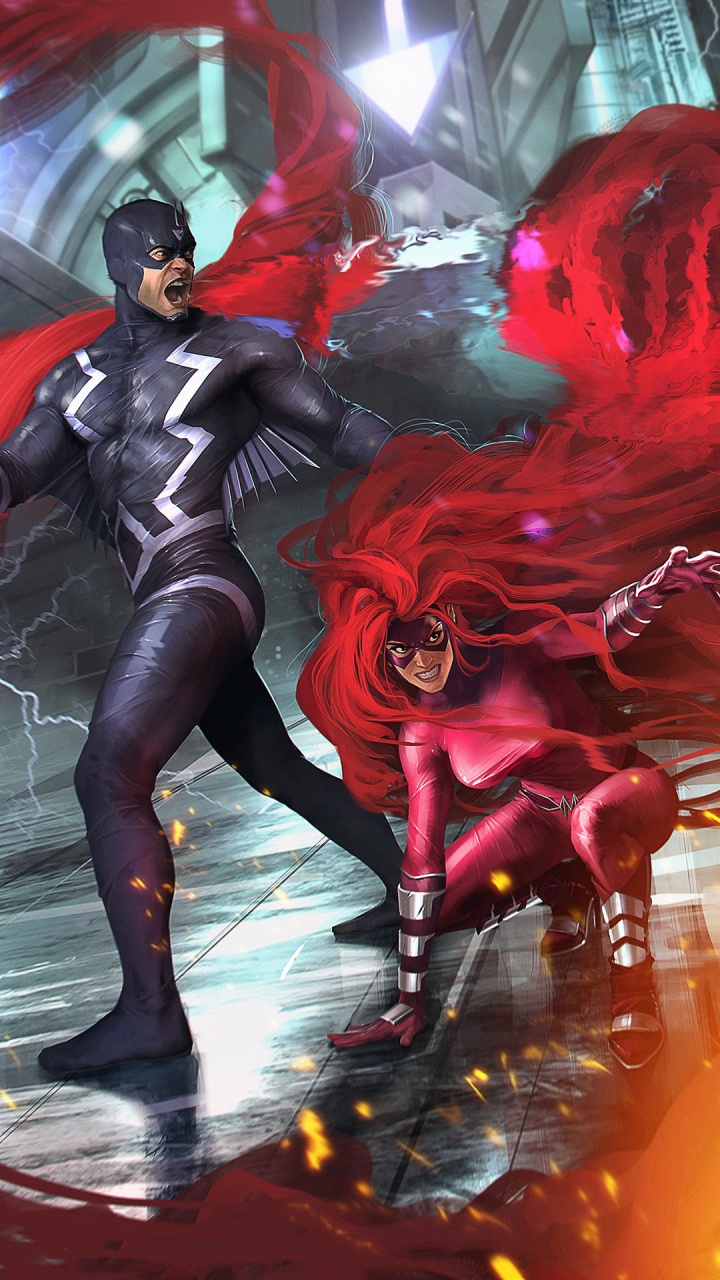 Black Bolt, Medusa, Crystal, Marvel Comics, Superhero. Wallpaper in 720x1280 Resolution