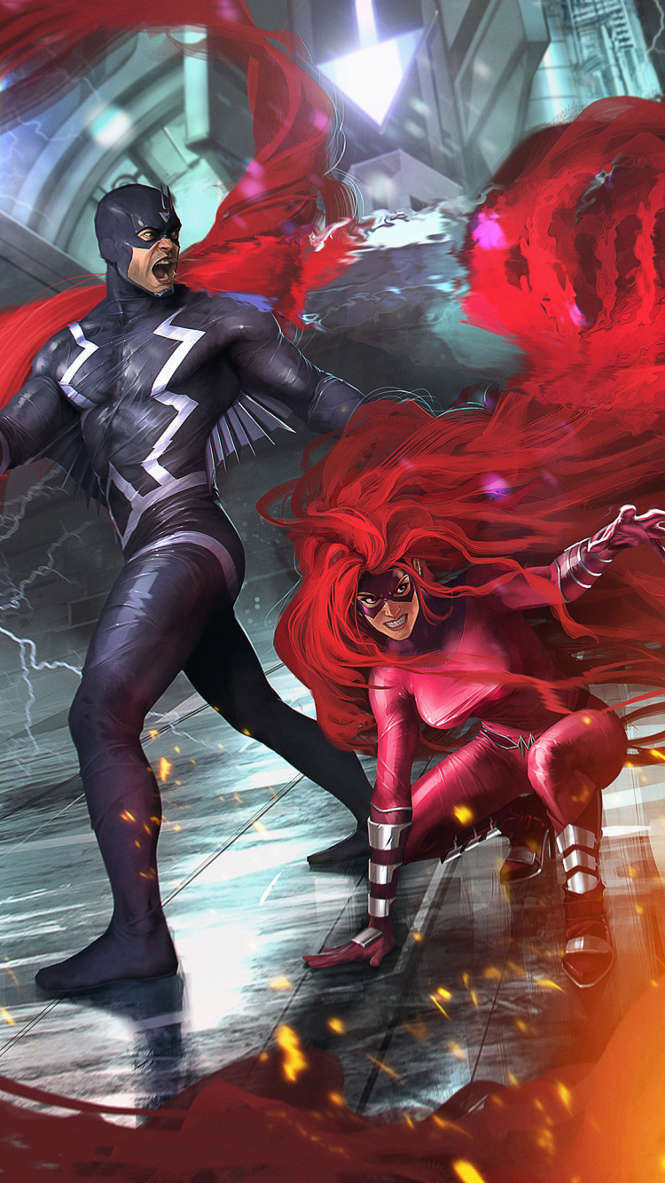 Black Bolt, Medusa, Crystal, Marvel Comics, Superhero. Wallpaper in 750x1334 Resolution