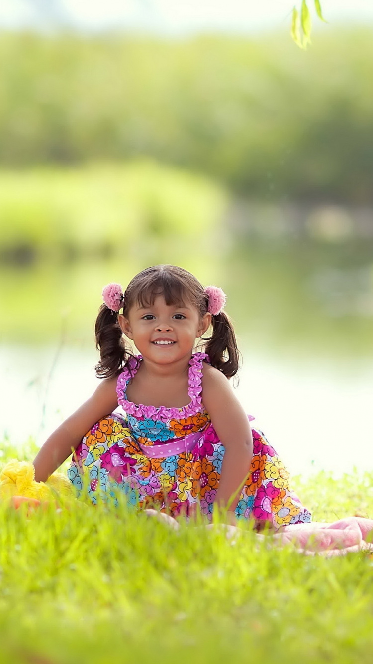 Child, Nature, Green, Happiness, Beauty. Wallpaper in 750x1334 Resolution