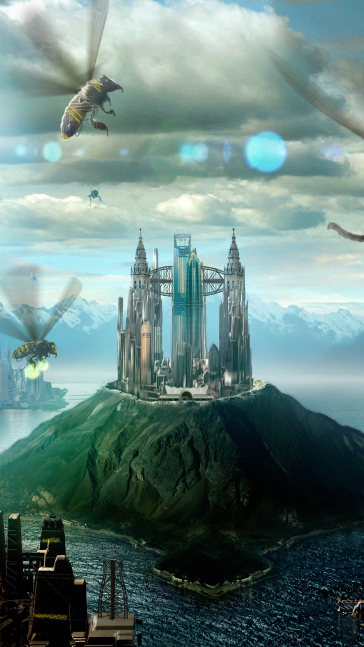 Horizon de la Ville Sous le Ciel Bleu. Wallpaper in 720x1280 Resolution