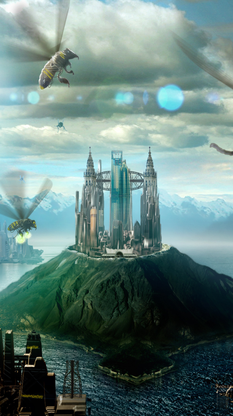 Horizon de la Ville Sous le Ciel Bleu. Wallpaper in 750x1334 Resolution