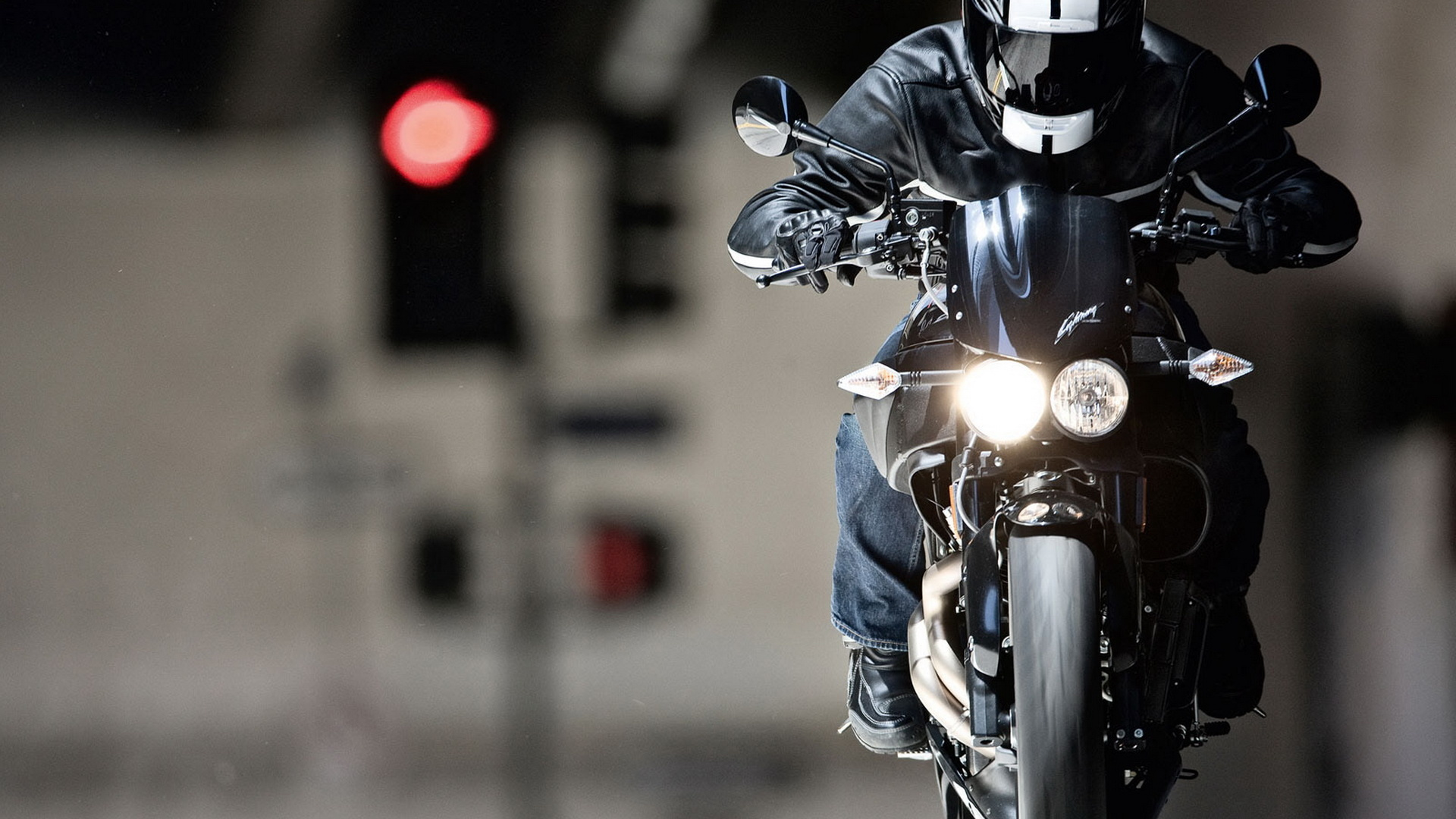 Man in Blue and Black Motorcycle Helmet Riding Motorcycle. Wallpaper in 1920x1080 Resolution