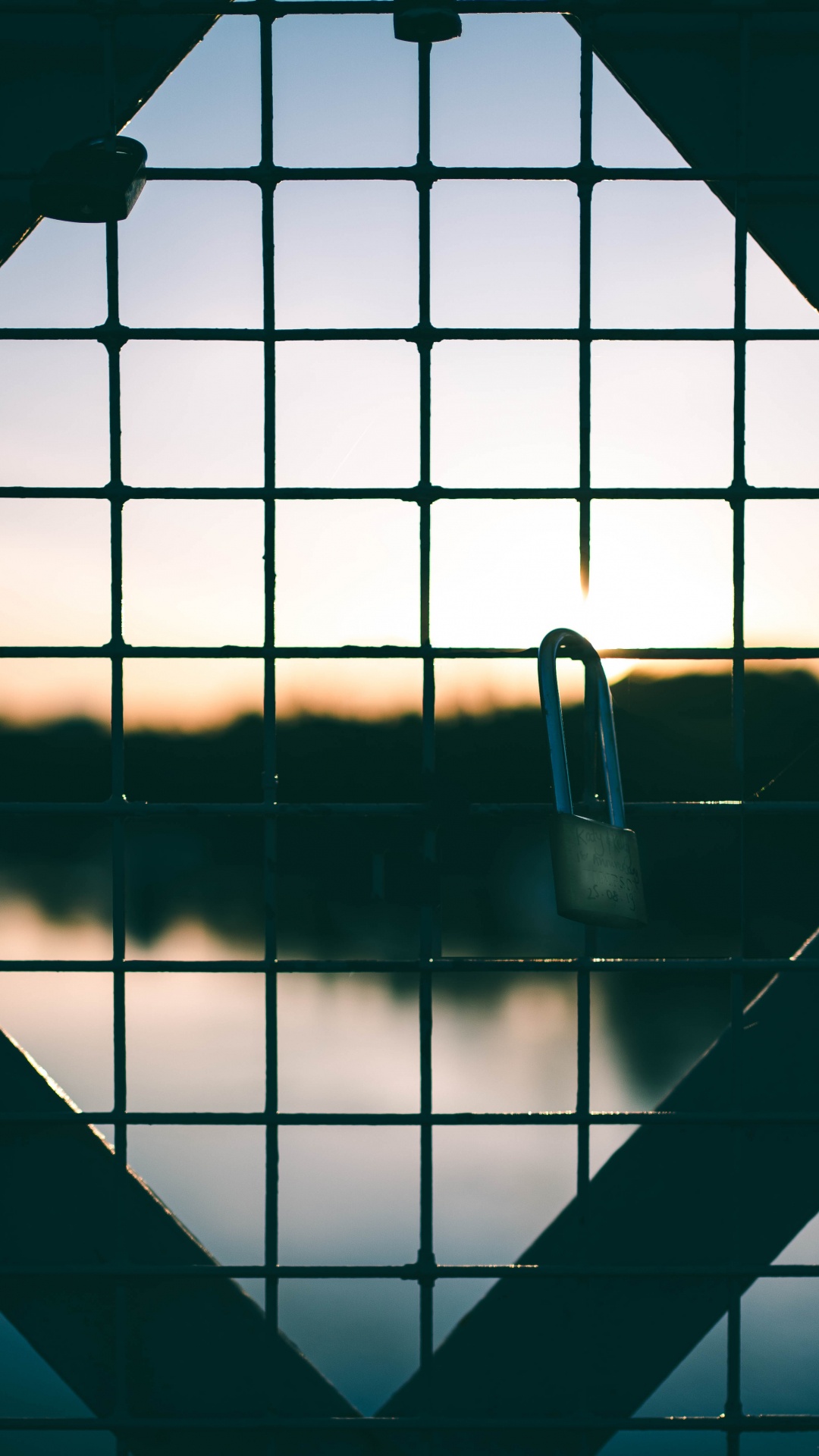 Clôture en Métal Noir Avec Cadenas. Wallpaper in 1080x1920 Resolution